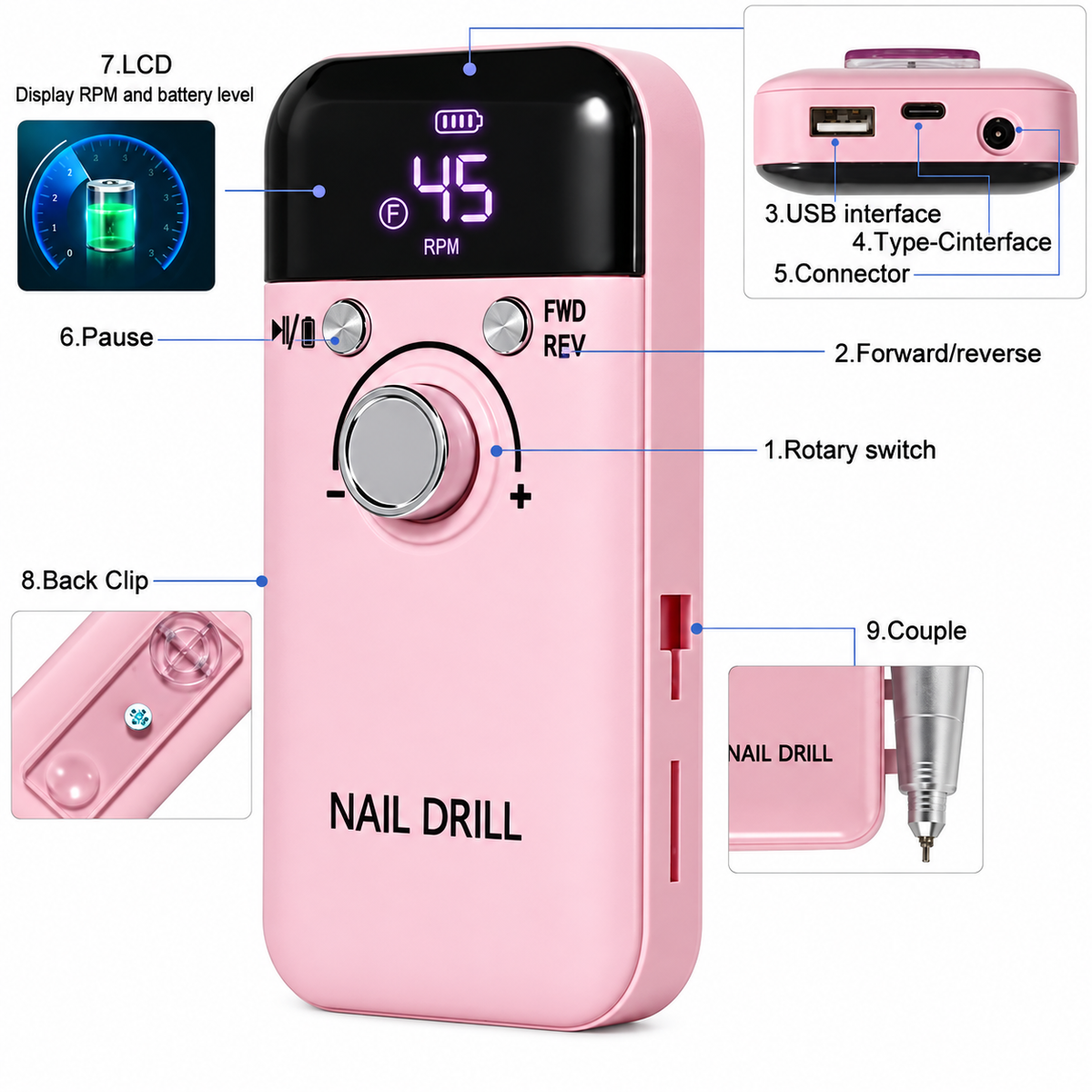 Nail Drill 45,000RPM